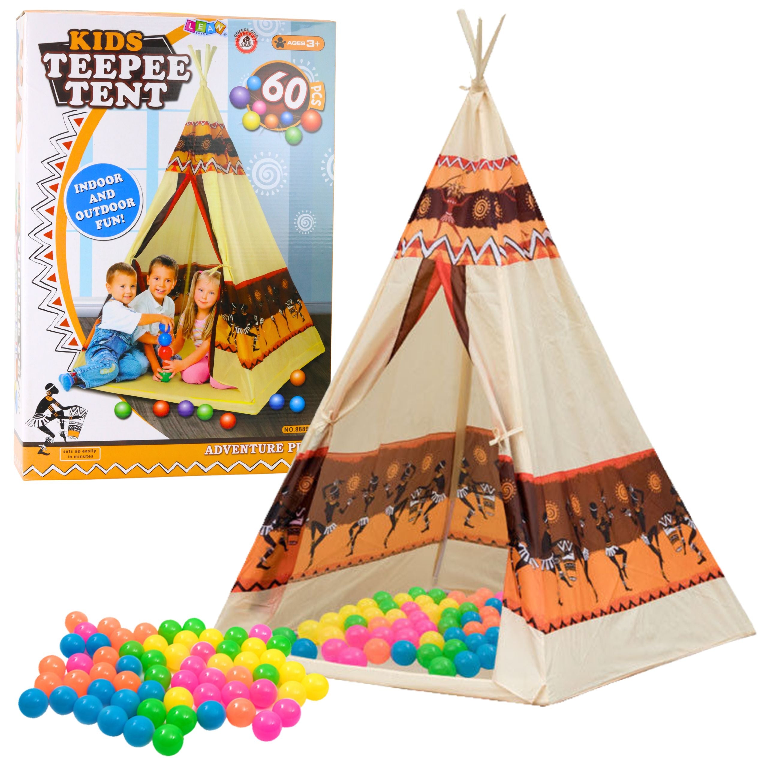 Indian Tipi Tent Base For Children + 60 Balls 155 Cm