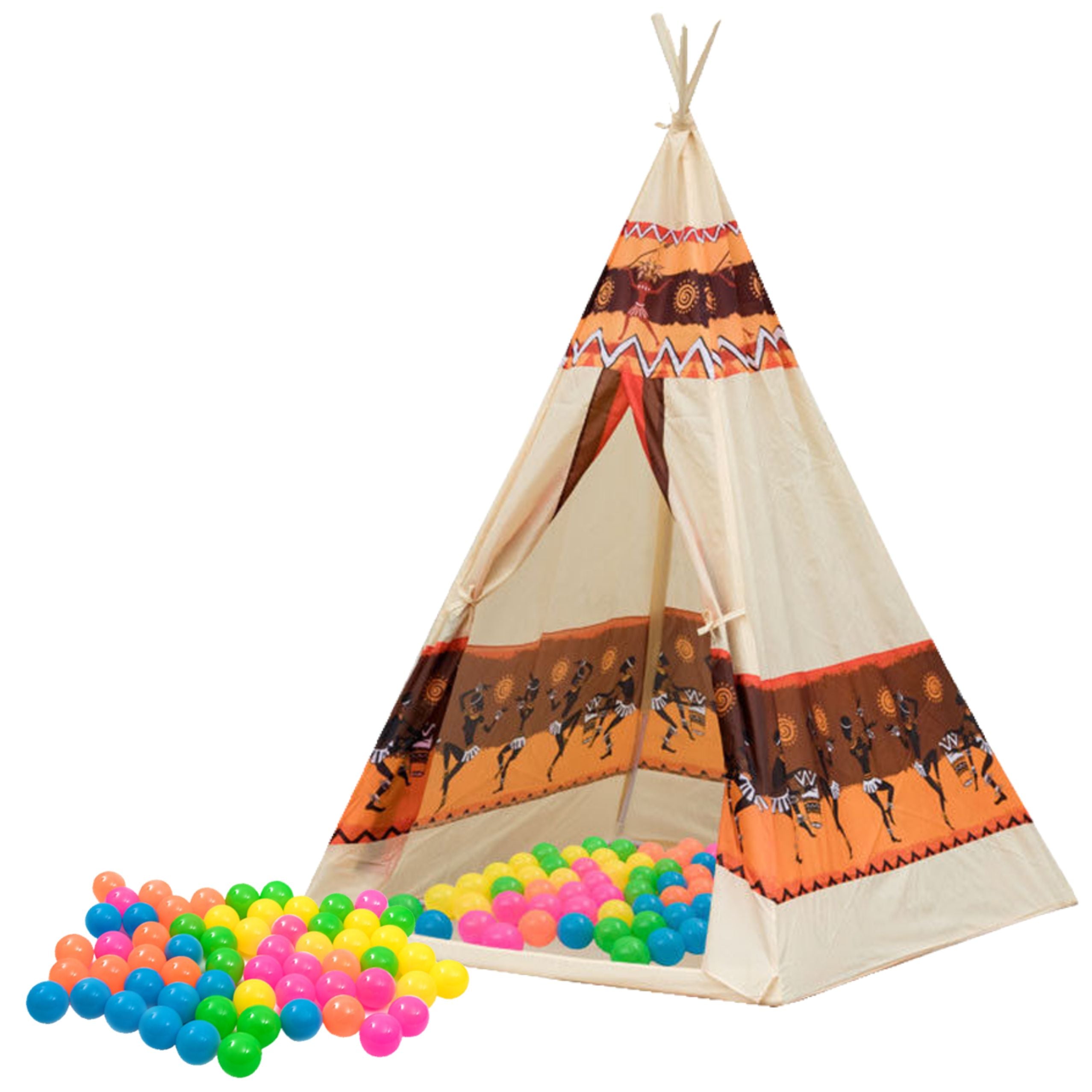 Indian Tipi Tent Base For Children + 60 Balls 155 Cm