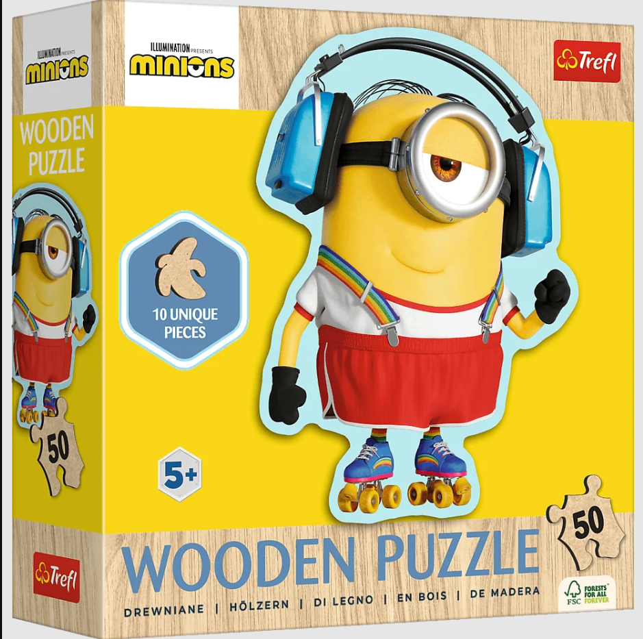 Puzzel - 50 puzzel Drewniane Konturowe - Szalony Minionek Trefl 20239