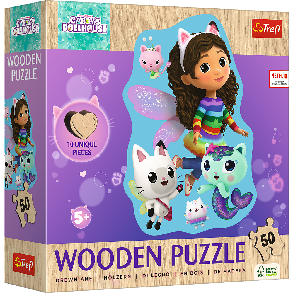 Puzzle - 50 Puzzle Drewniane Konturowe - Wesoła Gabby Trefl 20260