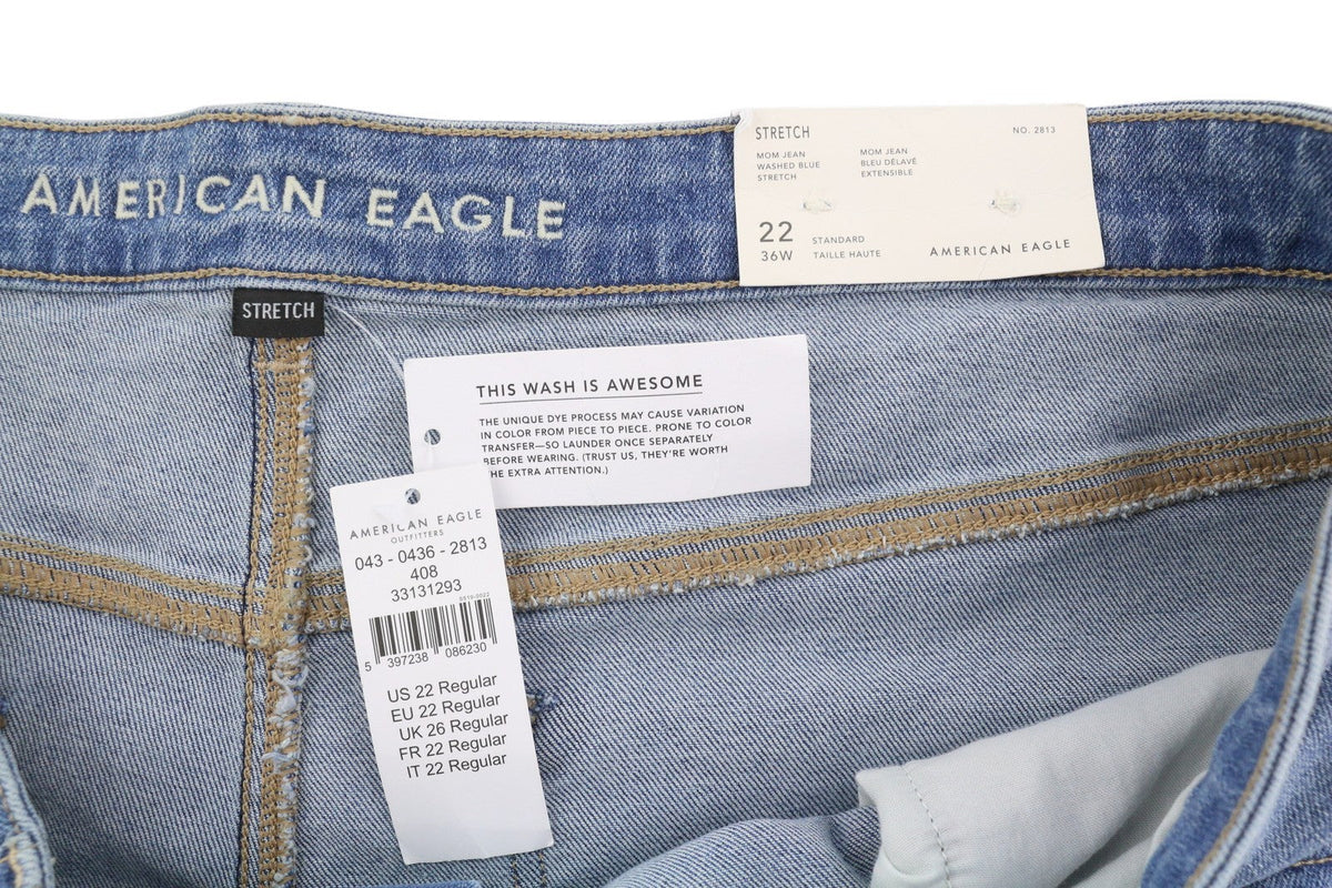 American Eagle Outfitters Stretch Mom Dames Jeanswashed Blauw