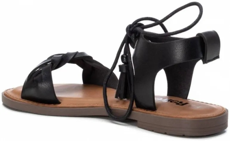 Damensandalen Refresh Niedrige Sandale aus Öko-Leder Schwarz