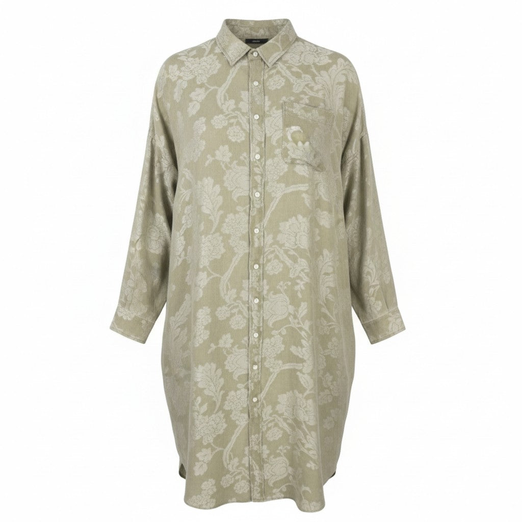 R13 Vestido Camisero Jumbo Mujer Dressolive Mezcla De Lino Floral Rrp1295 Ps26