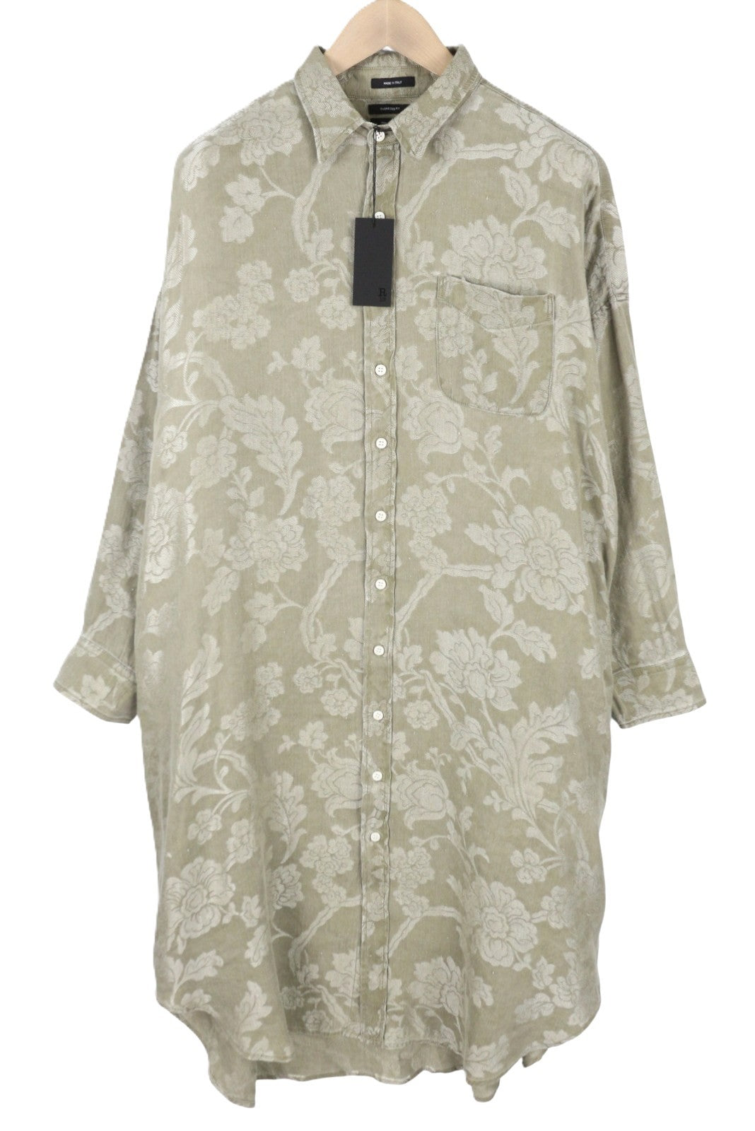 R13 Vestido Camisero Jumbo Mujer Dressolive Mezcla De Lino Floral Rrp1295 Ps26