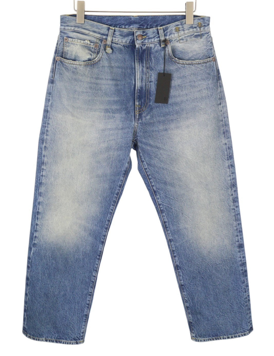 Vaqueros R13 X-bf con puños para mujer 29 Jasper Blue Whiskers Faded Cropped