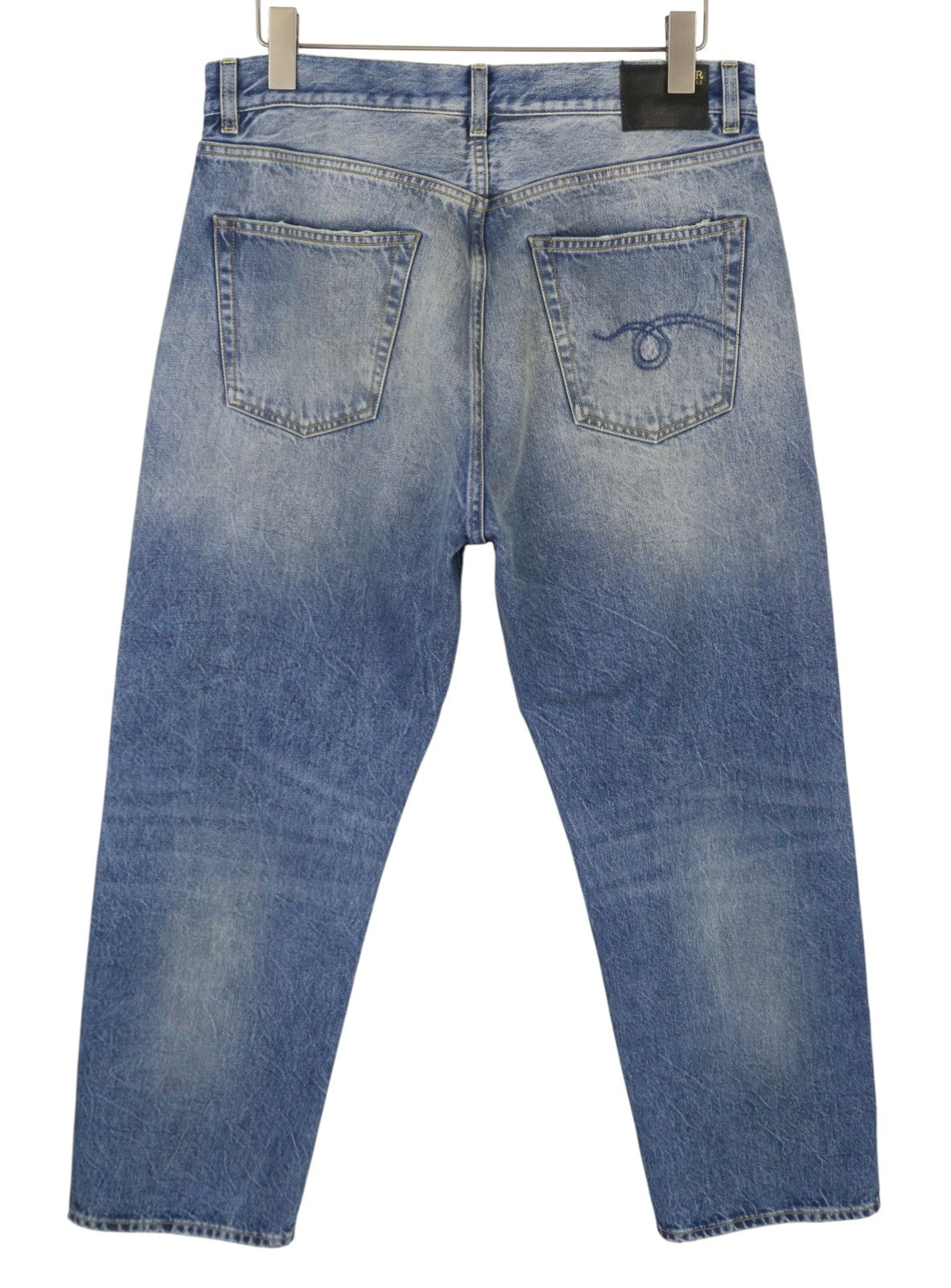Vaqueros R13 X-bf con puños para mujer 29 Jasper Blue Whiskers Faded Cropped
