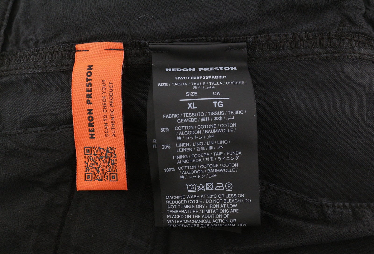 Heron Preston Vintage Wash Canvas Cargo Noir Femme Pantalonw35 Low Rrp649