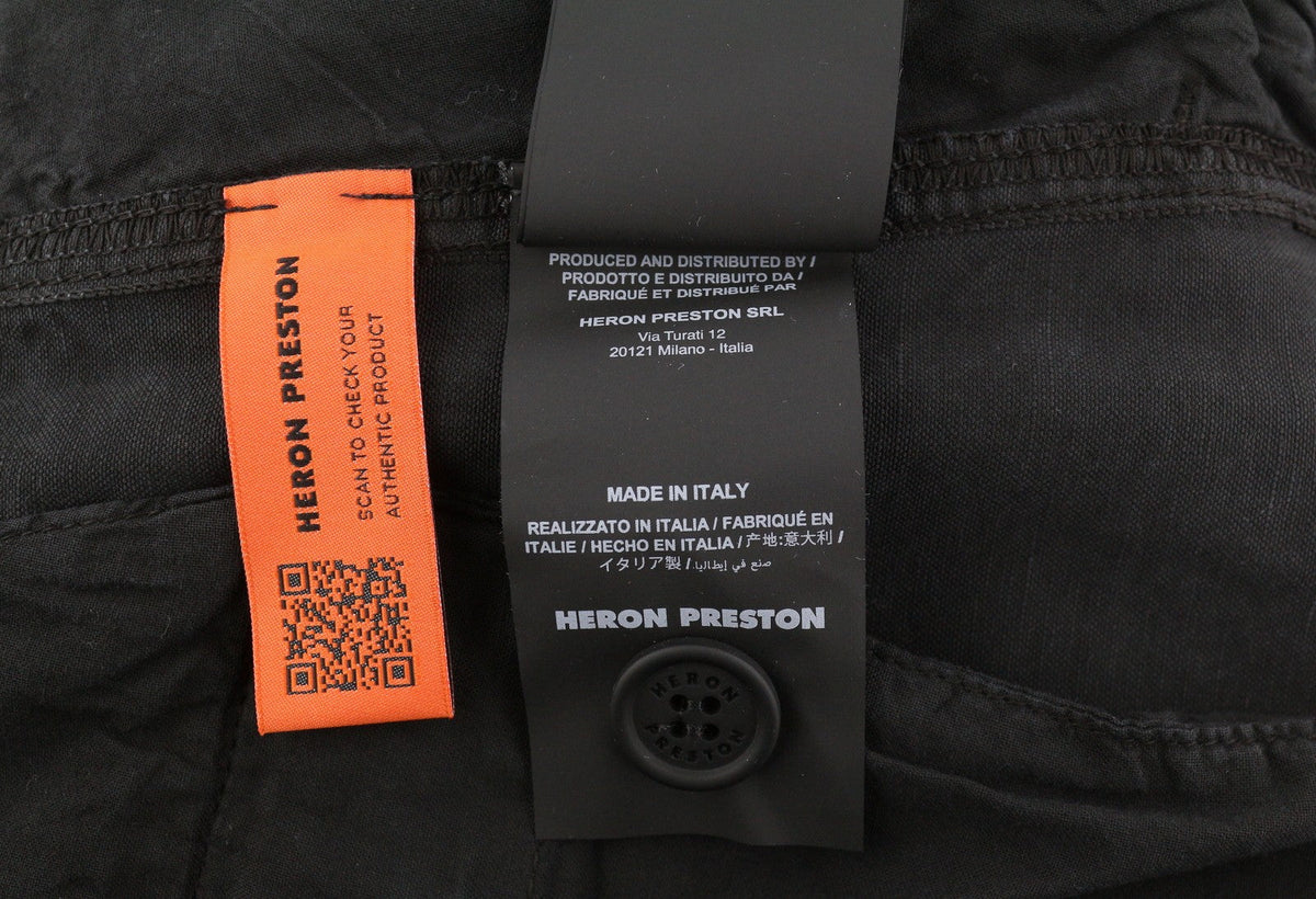Heron Preston Vintage Wash Canvas Cargo Noir Femme Pantalonw35 Low Rrp649