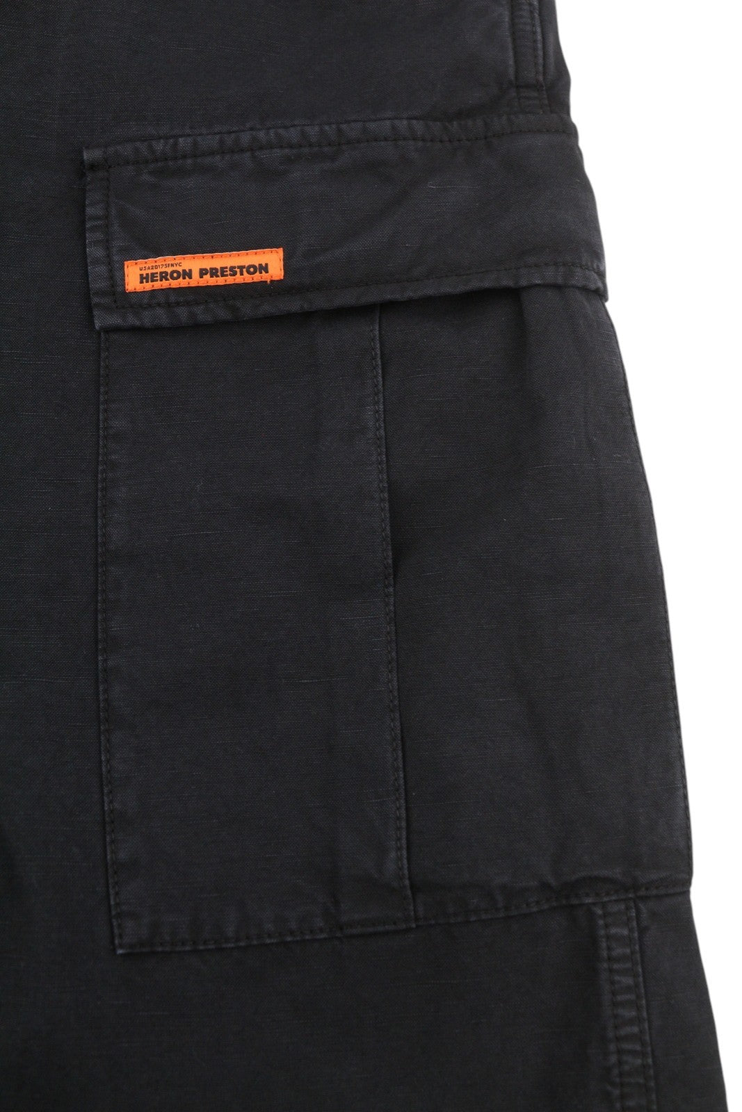 Heron Preston Vintage Wash Canvas Cargo Noir Femme Pantalonw35 Low Rrp649
