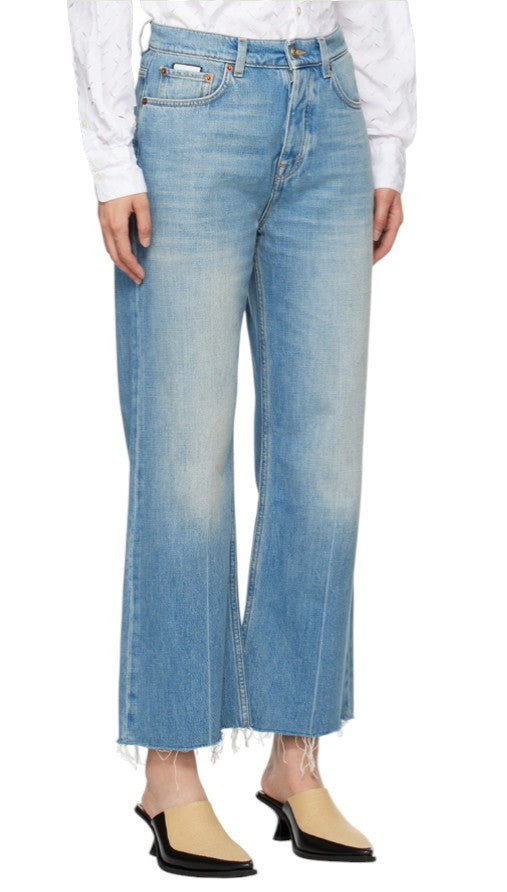 Eytys Avalon Torn Indigo Cropped Bootcut Donna Jeansmen Unisex Rrp370