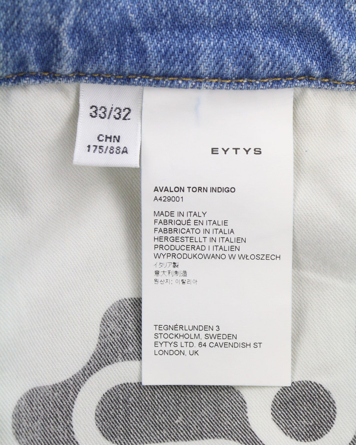 Eytys Avalon Torn Indigo recadrée Bootcut femmes Jeansmen unisexe Rrp370