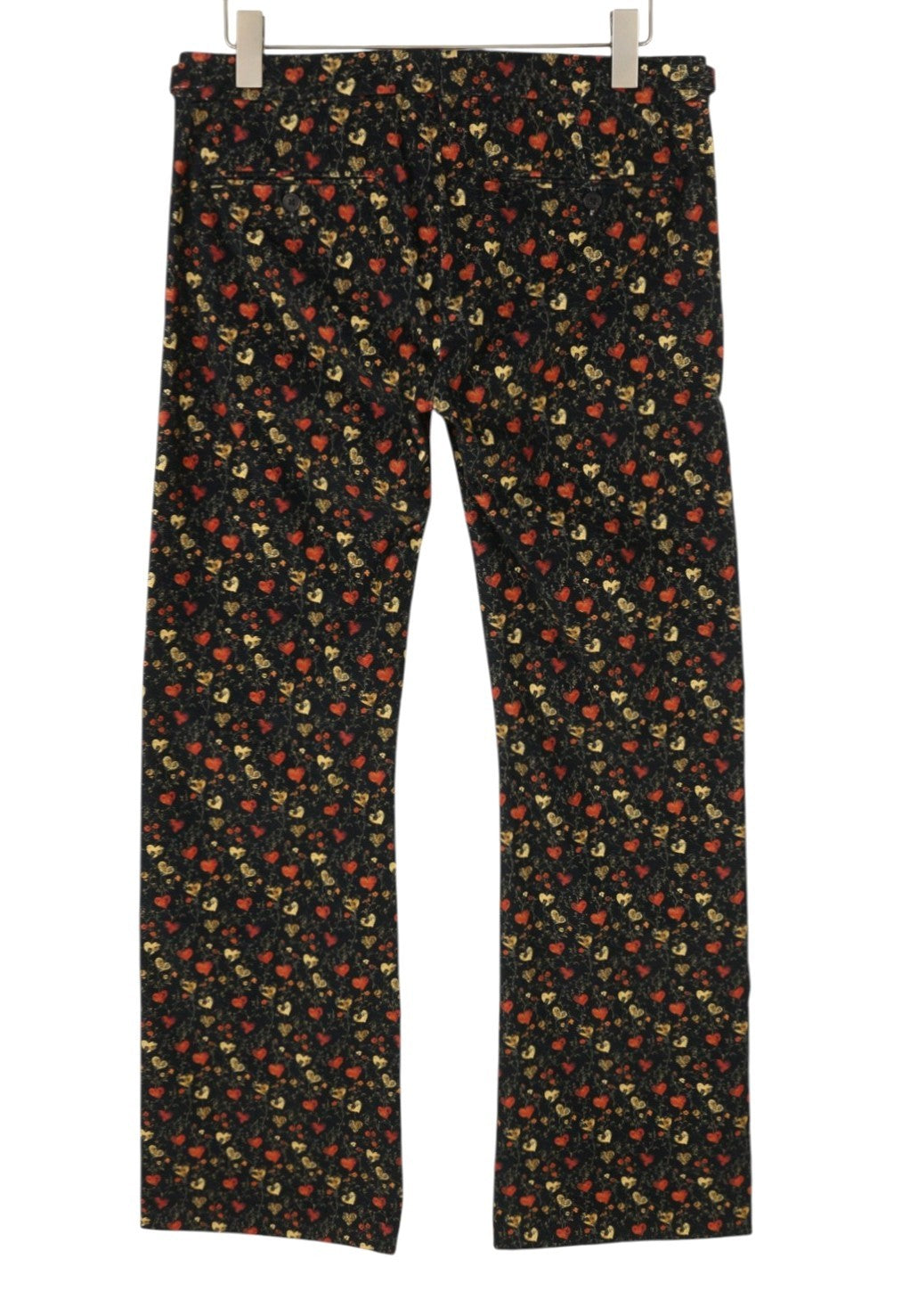 R13 Boy Flare Tuxedo Damesbroek 29 Veelkleurige harten op zwarte zachte Ps26
