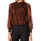Desigual Blus Hisopo Women Blůza hnědý voštinový potištěný nařasený límec