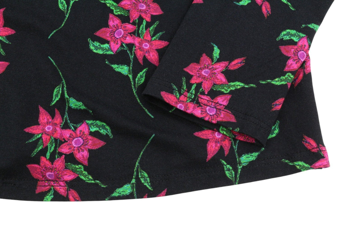Desigual Ts Kim Mná Blouseblack Priontáil Floral Oscail Ar ais Muinchille Fada