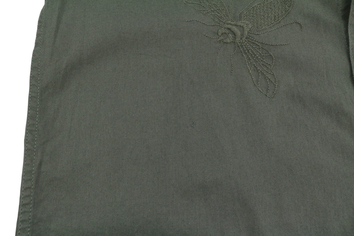 Camisa Desigual Cam Marcos Hombre Caqui Verde Bordado Con Botones Casual