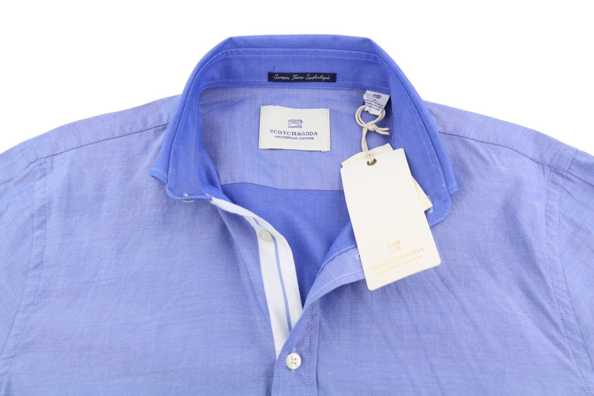 Scotch & Soda Camisa Hombre Azul Slim Fit Spread Button-up Algodón