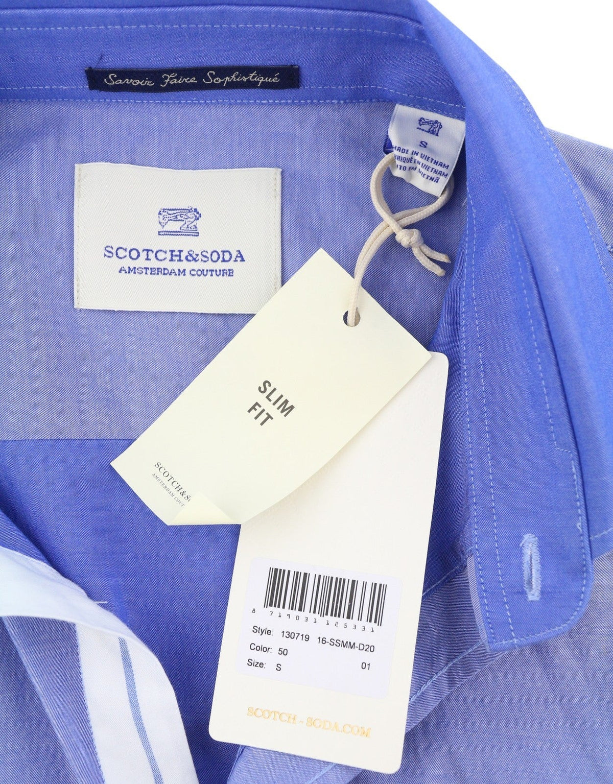 Scotch & Soda Camisa Hombre Azul Slim Fit Spread Button-up Algodón