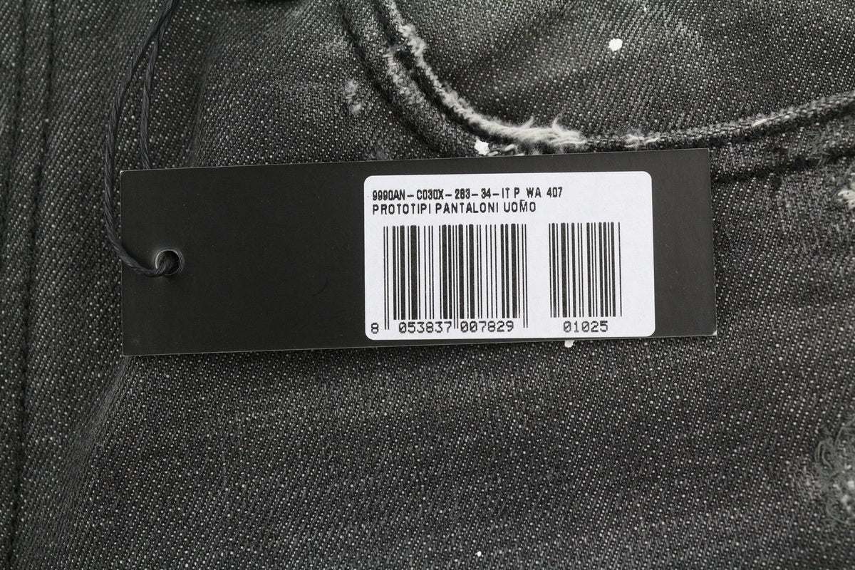Diesel Mharky 083ab Heren Jeansgrijs Vervaagde Snorharen Geschilderd Distress Rigid