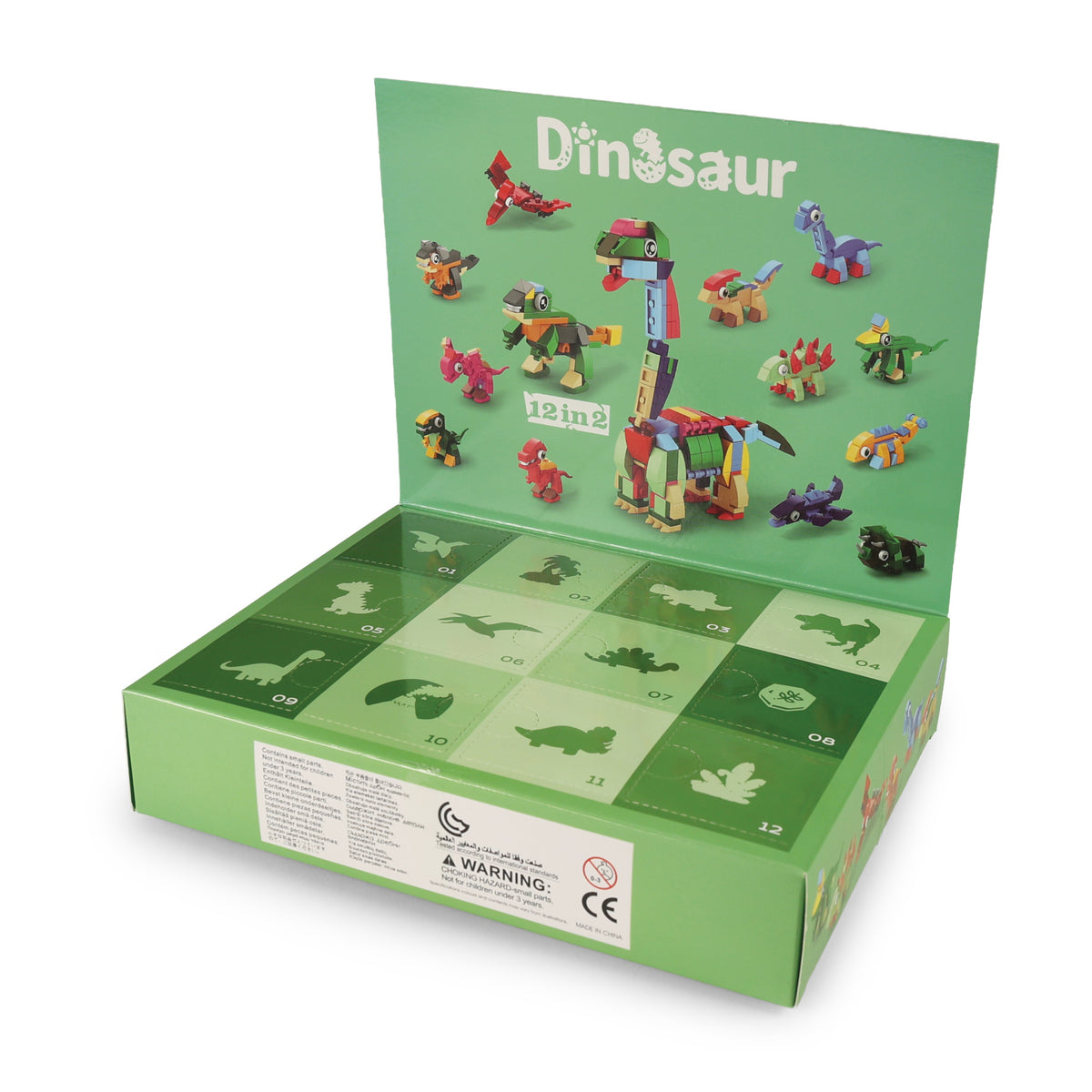 Bouwset met 12 dinosaurusfiguren