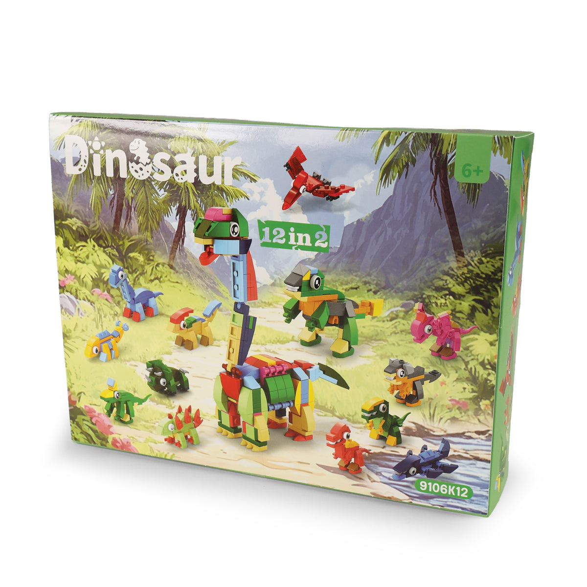 Bouwset met 12 dinosaurusfiguren