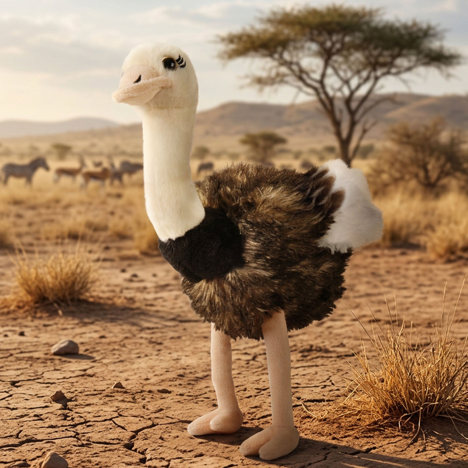 Avestruz de pelúcia 33 cm Mundo de pelúcia ecológico