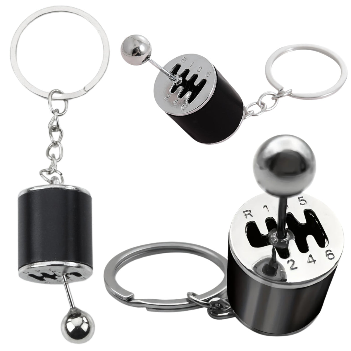 Metal Keychain Movable Gearbox Black