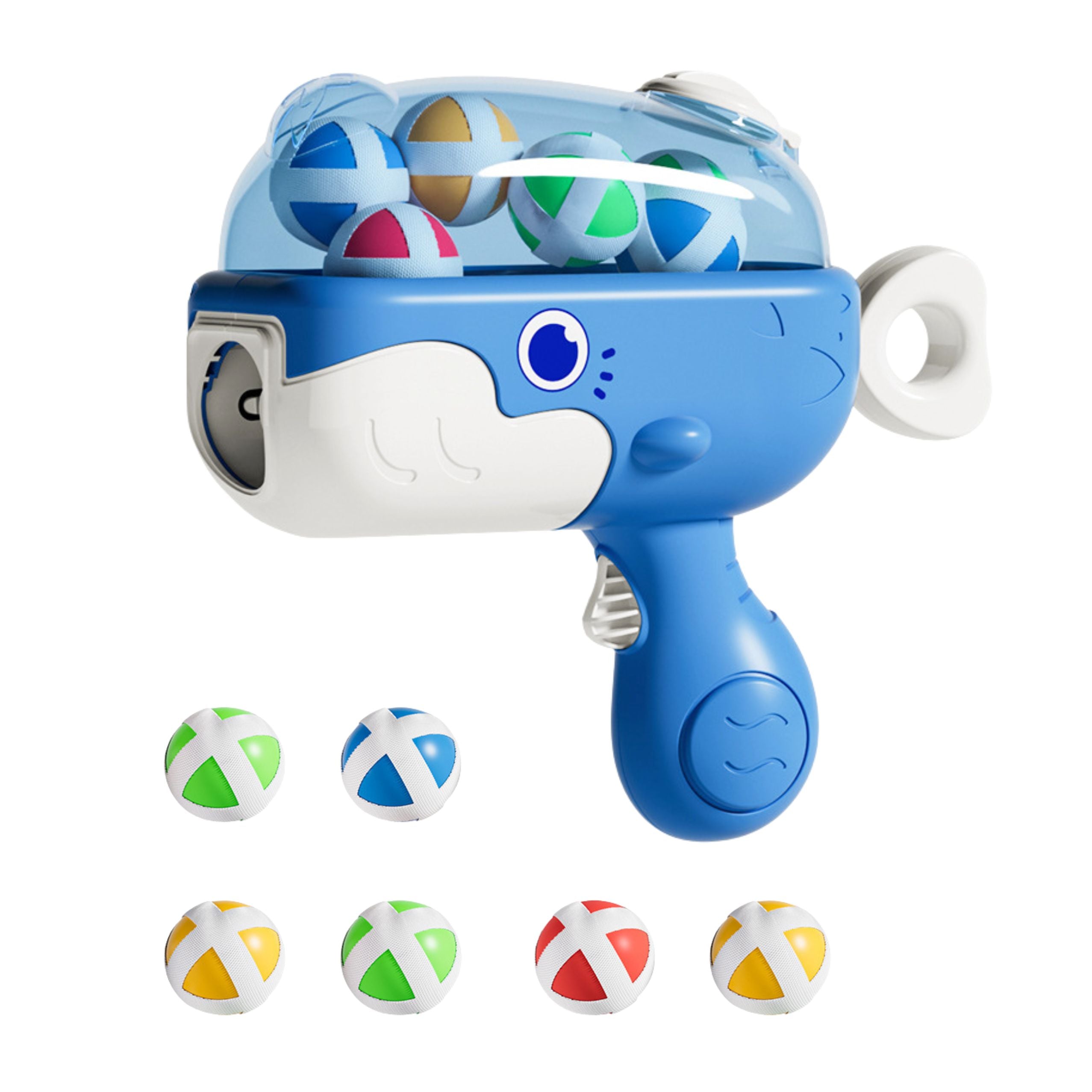 Velcro Ball Gun With Fabric Target Whale Blue