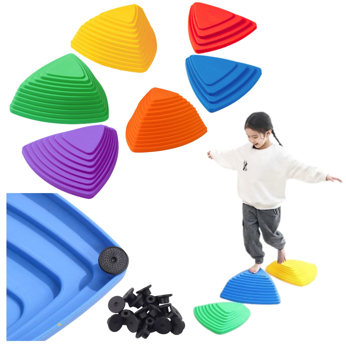 Sensory Educational Path - Colored Balance Stones 6 Pcs.
