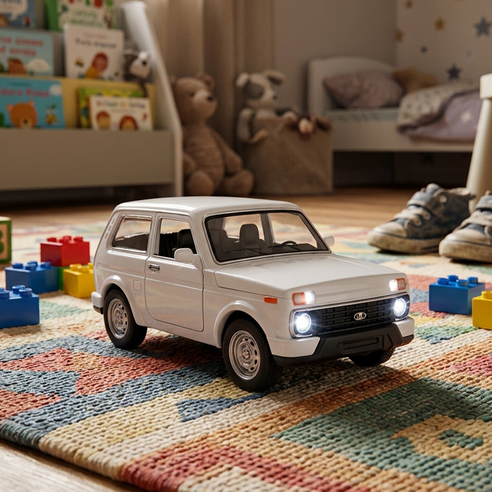 White Car With Sound And Lights