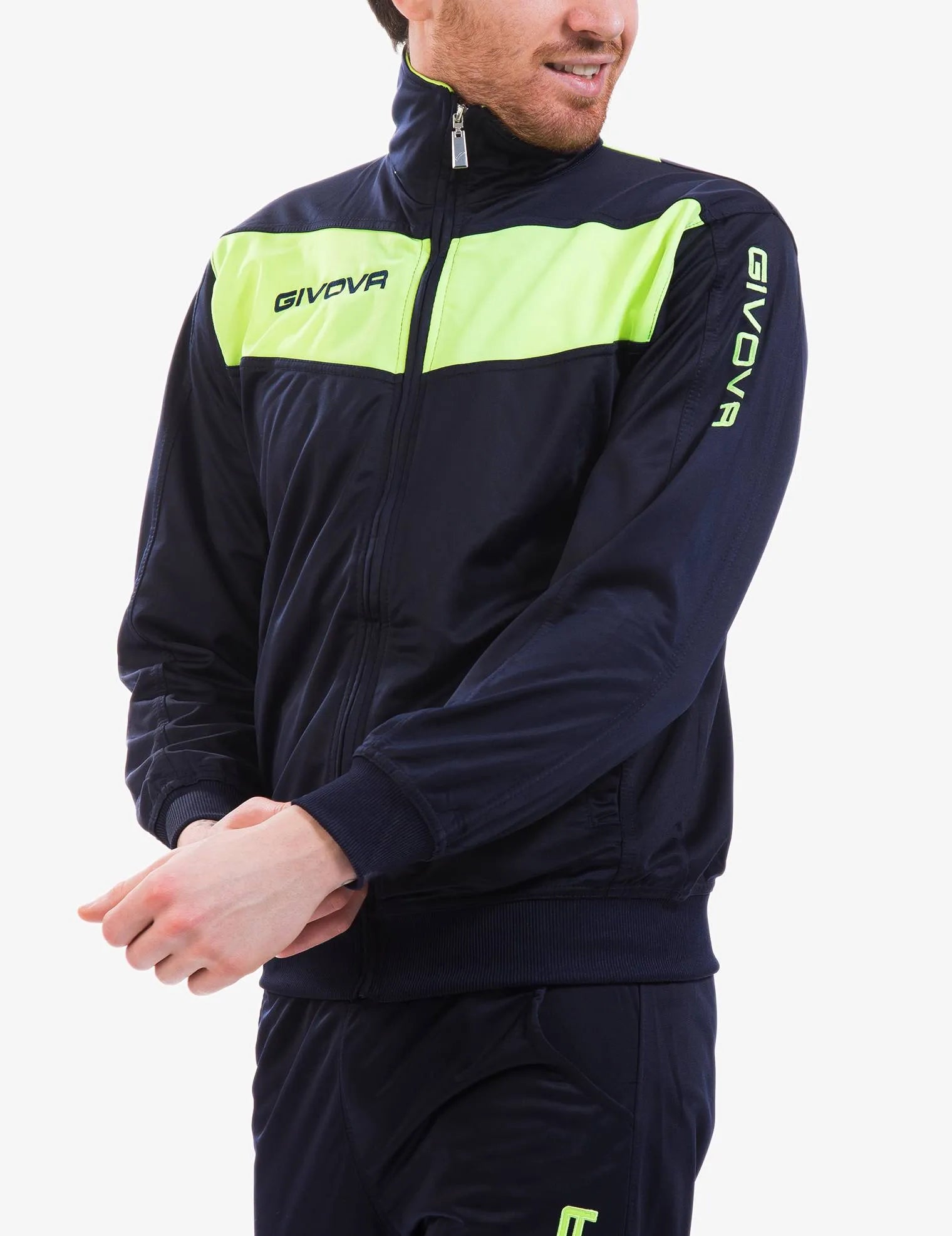 Sportset Givova Visa Marineblau-Amarillo Fluo Blau