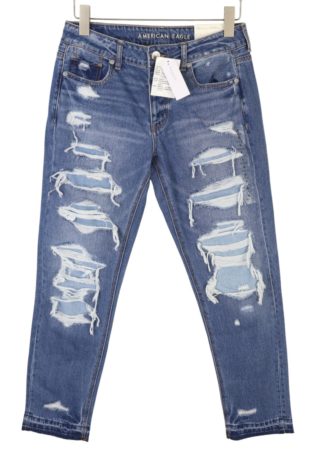 American Eagle Outfitters Tomgirl Kvinder Jeansshadow Patches Blue Distress