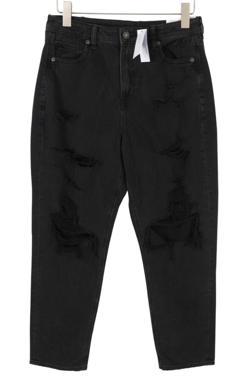 American Eagle Outfitters Mom Damen Jeans, bequemer Stretch-Bund, Distress