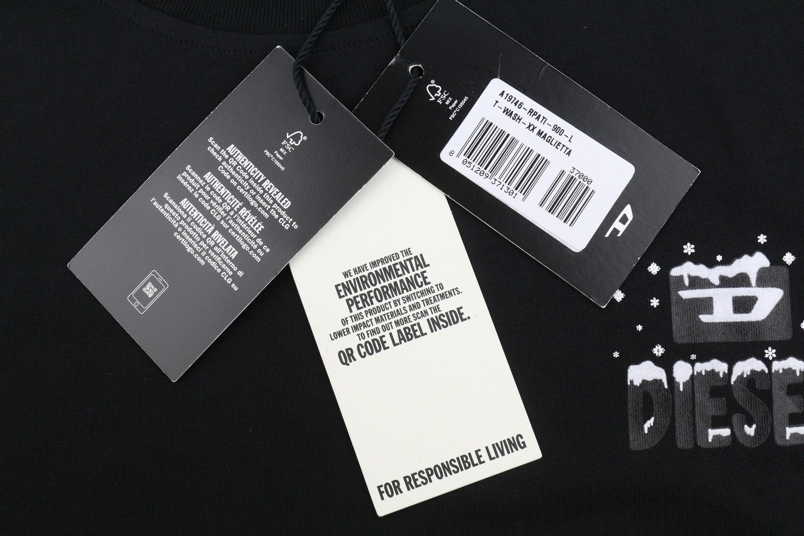 Diesel T-wash-xx Men T-shirtblack Loose Fit Cotton Tricot Crew Short Sleeve
