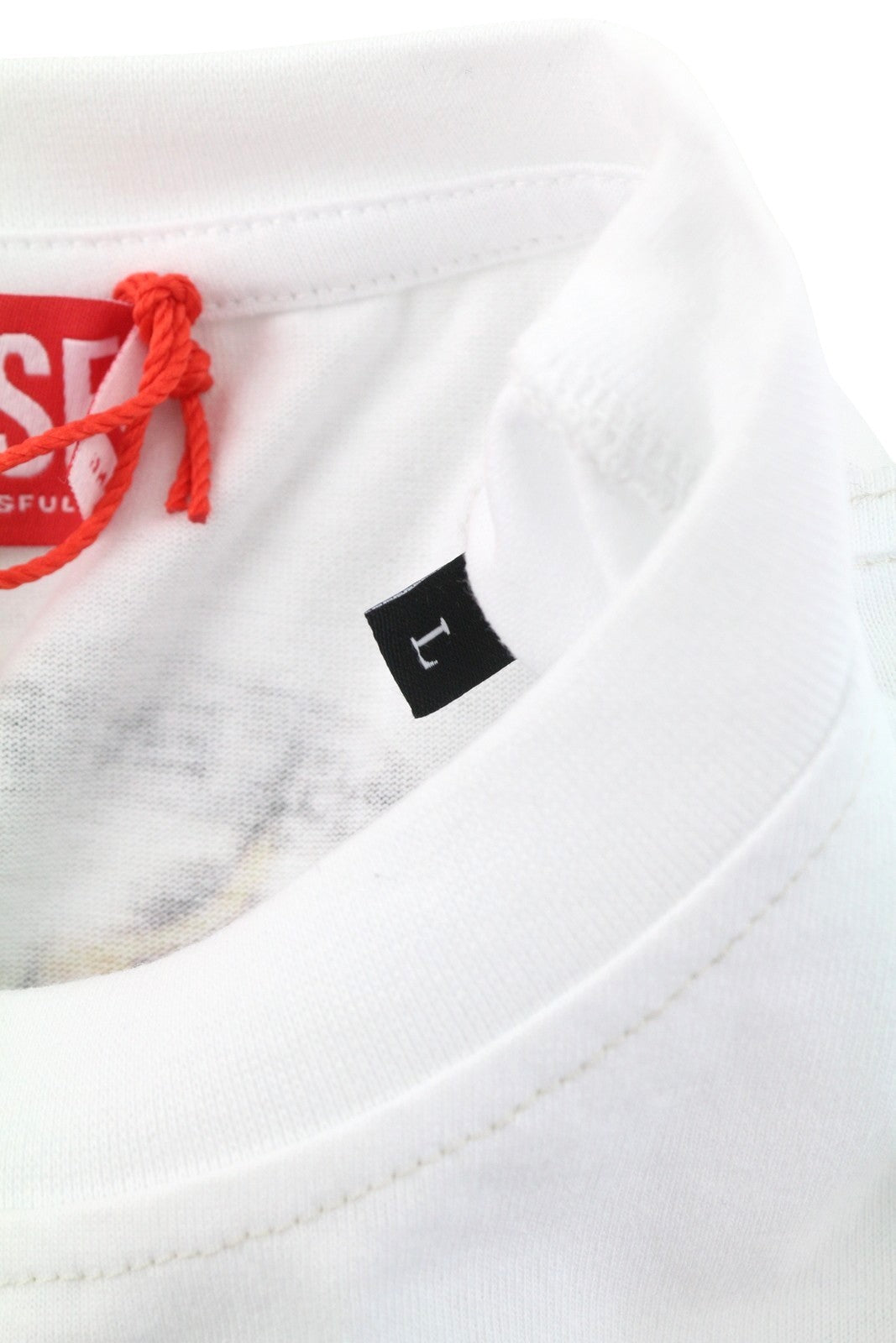 Diesel T-boxt-q14 Men T-shirtwhite Patterned Cotton Tricot Short Sleeve
