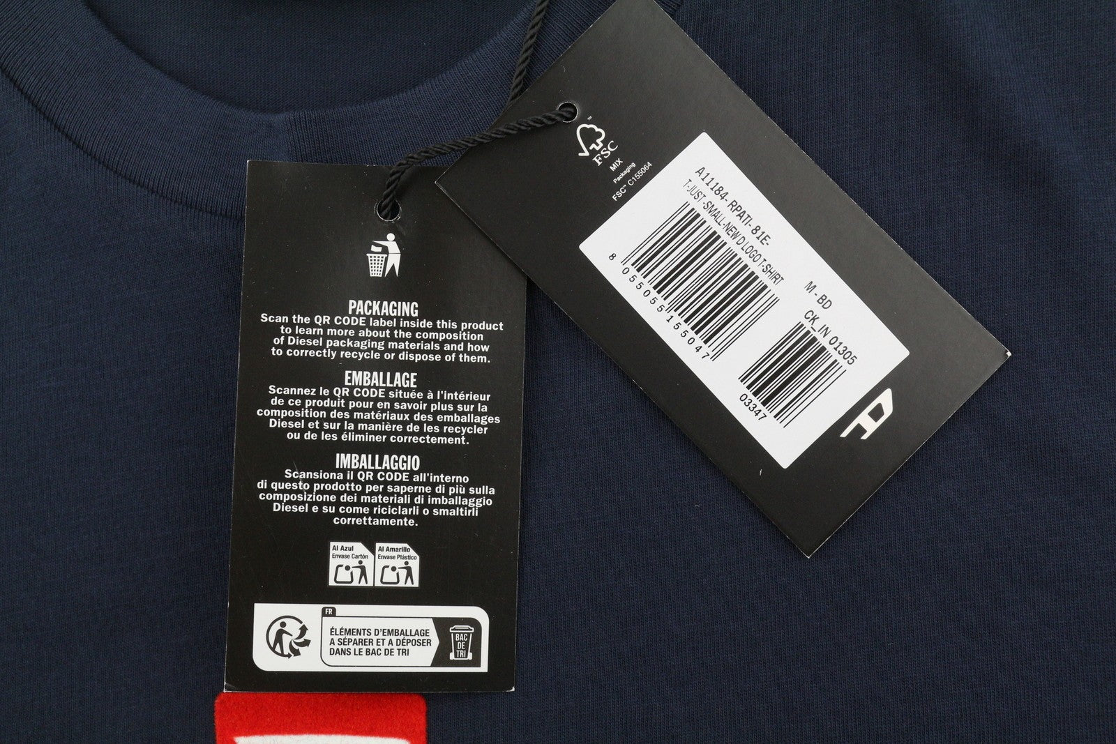 Diesel T-just-small-new D Logo Men T-shirtblue Cotton Tricot Short Sleeve