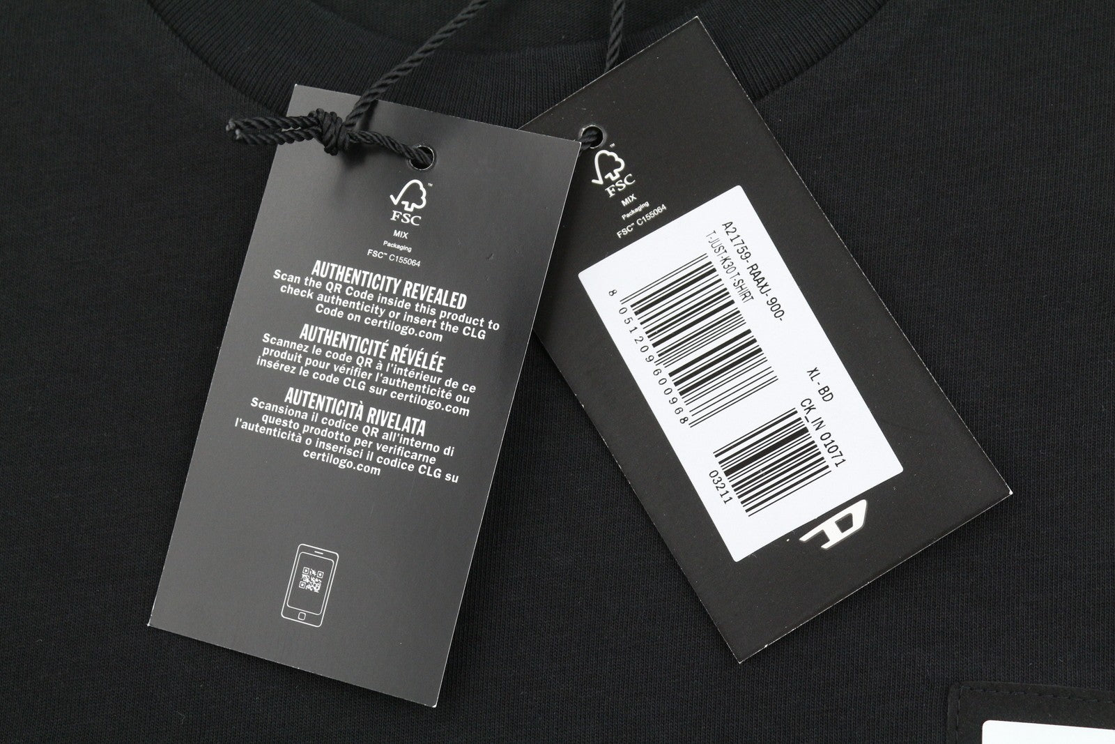 Diesel T-just-k30 Men T-shirtblack Cotton Tricot Crew Neck Short Sleeve