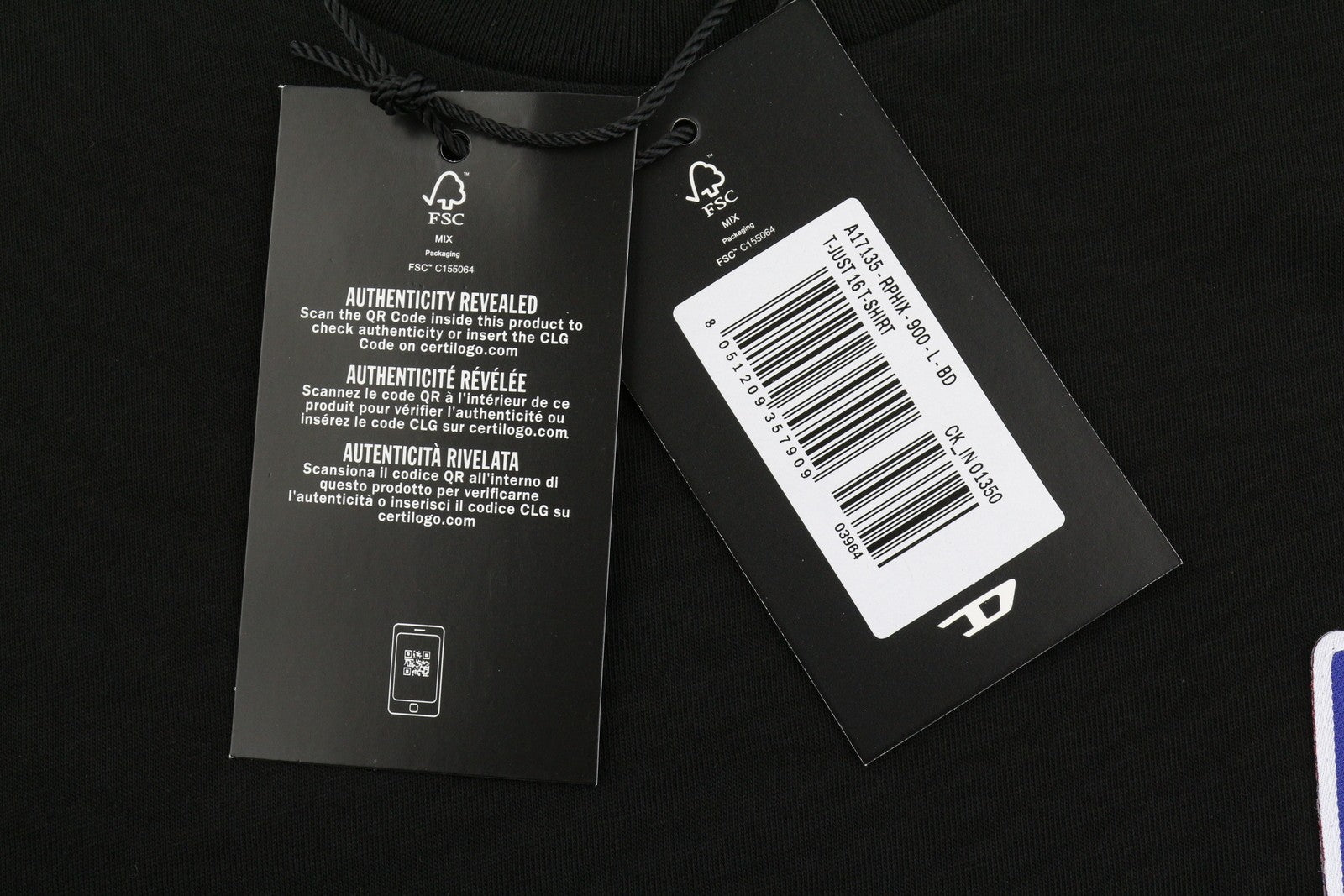 Diesel T-just 16 Men T-shirtblack Cotton Tricot Crew Neck Short Sleeve