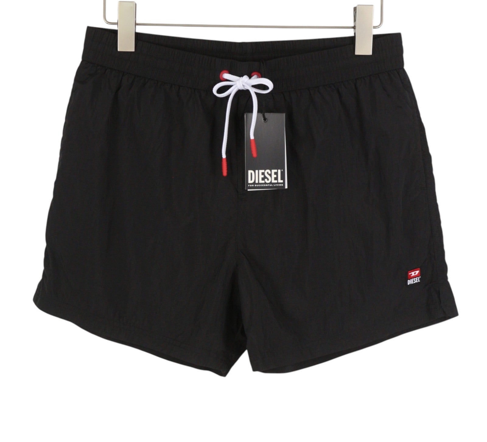 Diesel Bmbx-nico-patch Men Swimwearblack Elastic Drawstring Waist Beach