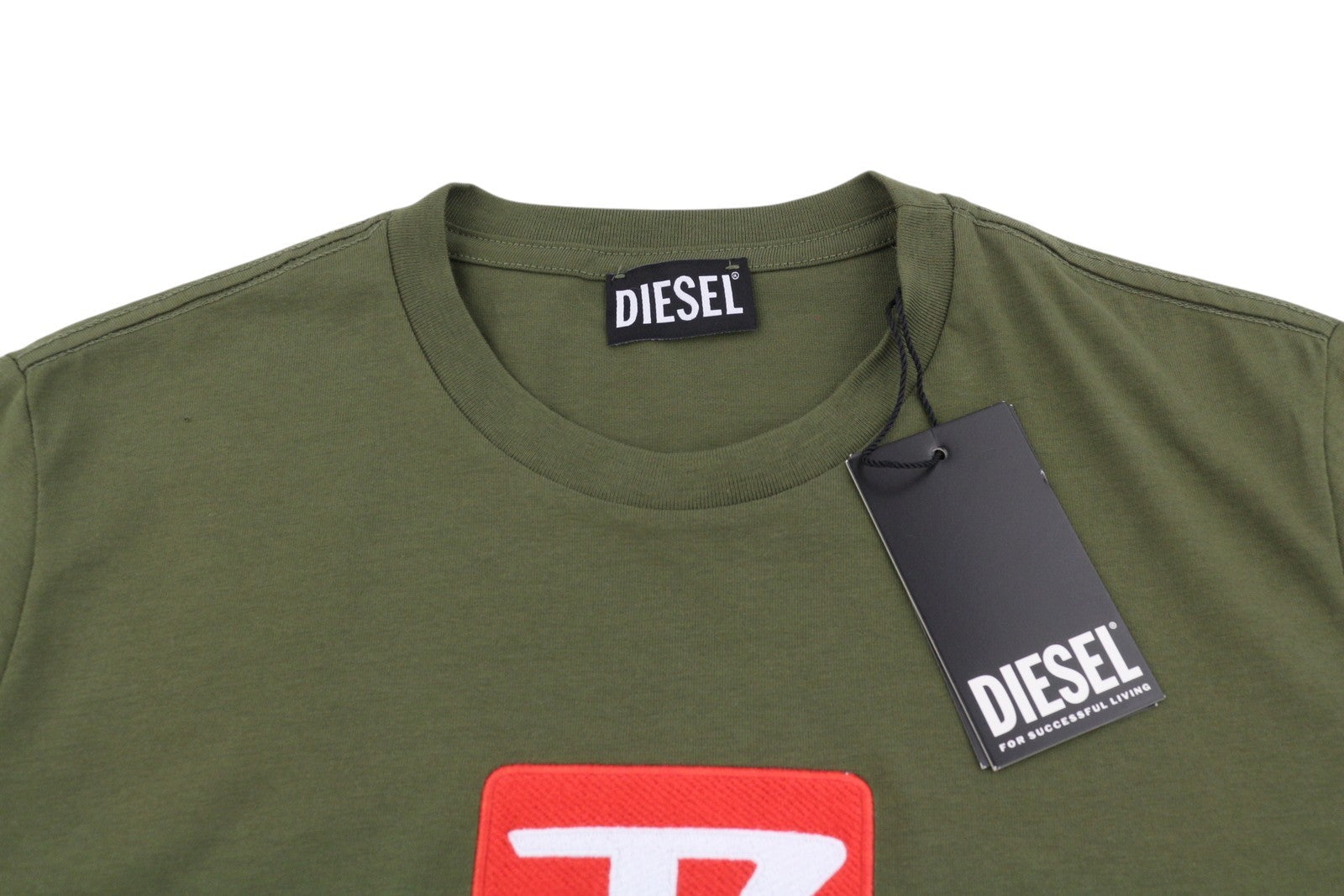 Diesel T-diego New D Logo Men T-shirtkhaki Green Cotton Tricot Short Sleeve