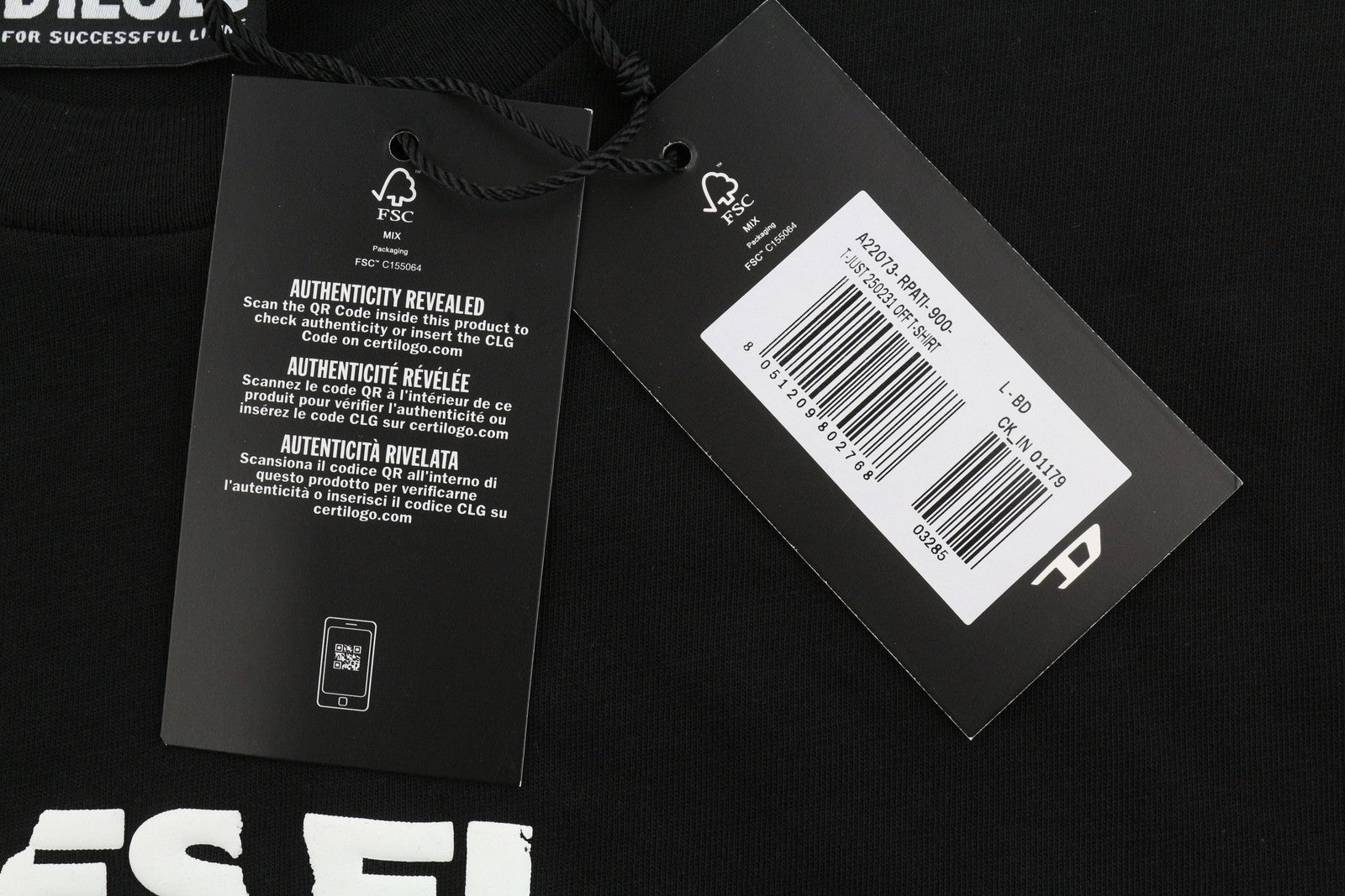 Diesel T-just 250231 Off Men T-shirtblack Cotton Tricot Crew Short Sleeve