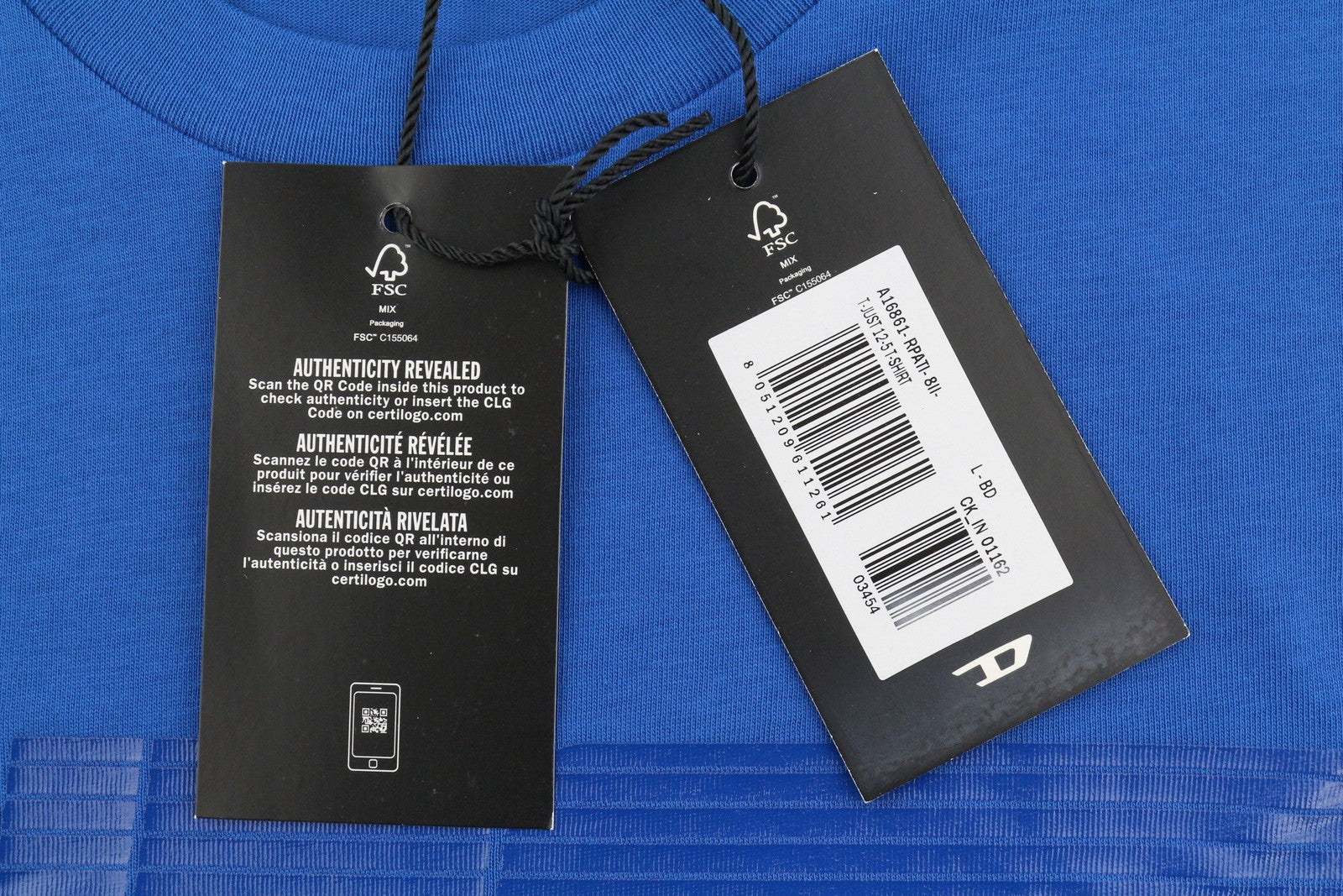 Diesel T-just 12-5 Men T-shirtblue Cotton Tricot Short Sleeved