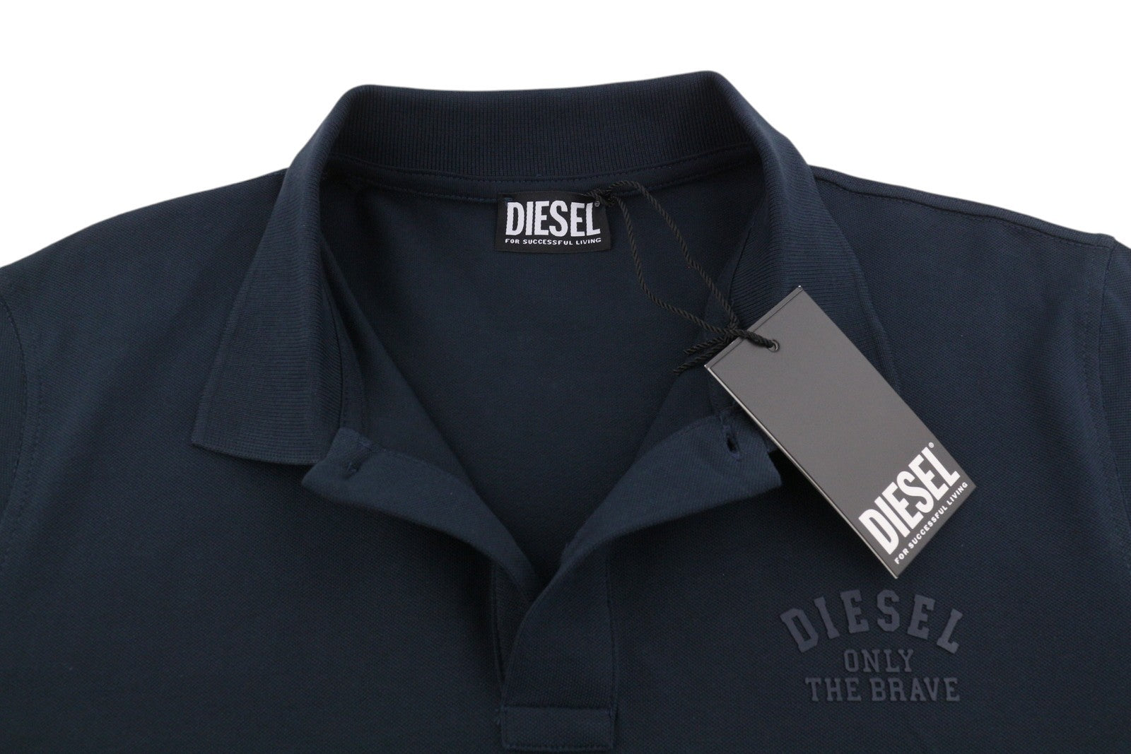 Diesel T-smith 260105 Off Men Polosdark Blue Front Logo Short Sleeve