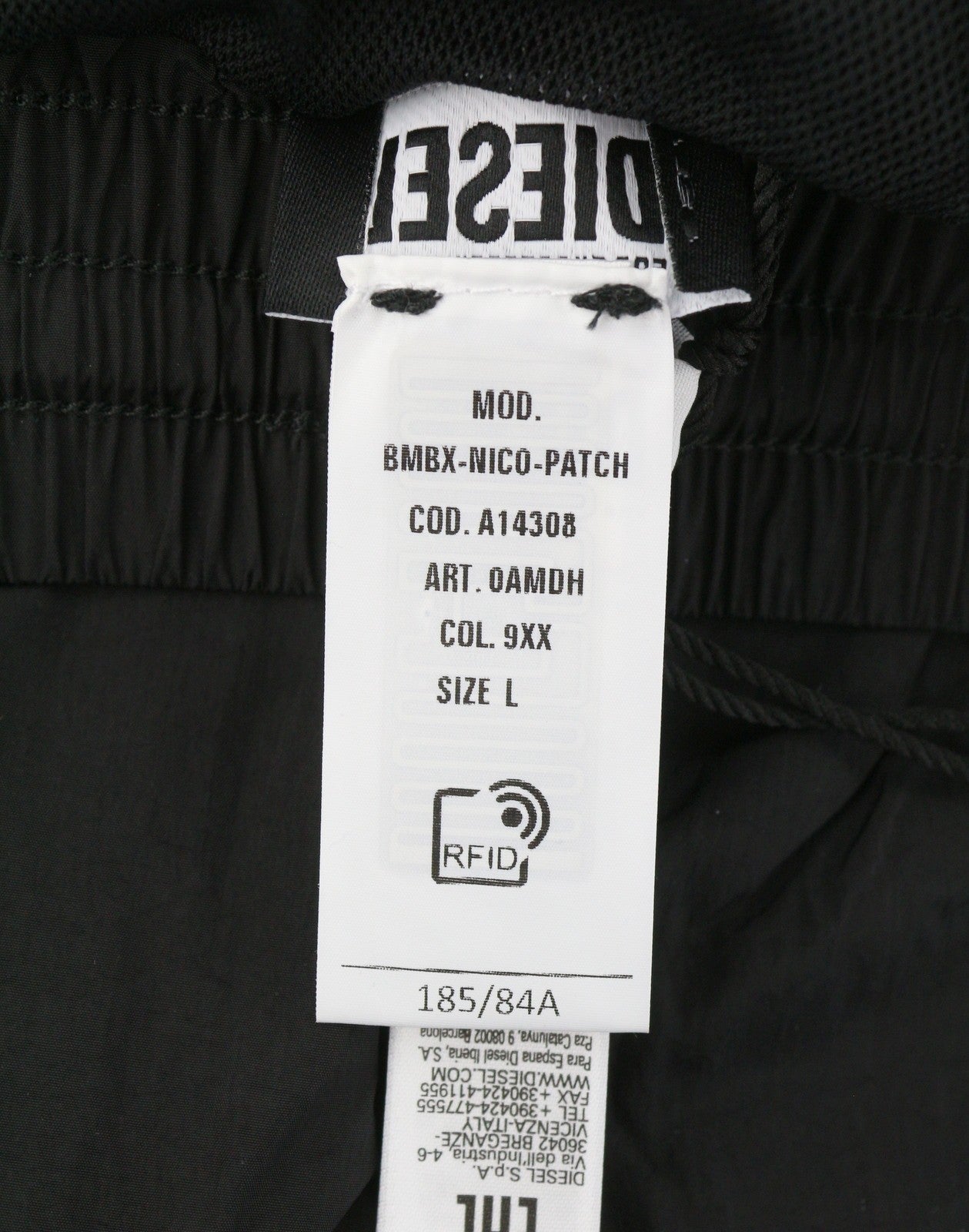 Diesel Bmbx-nico-patch Men Swimwearblack Elastic Drawstring Waist Beach
