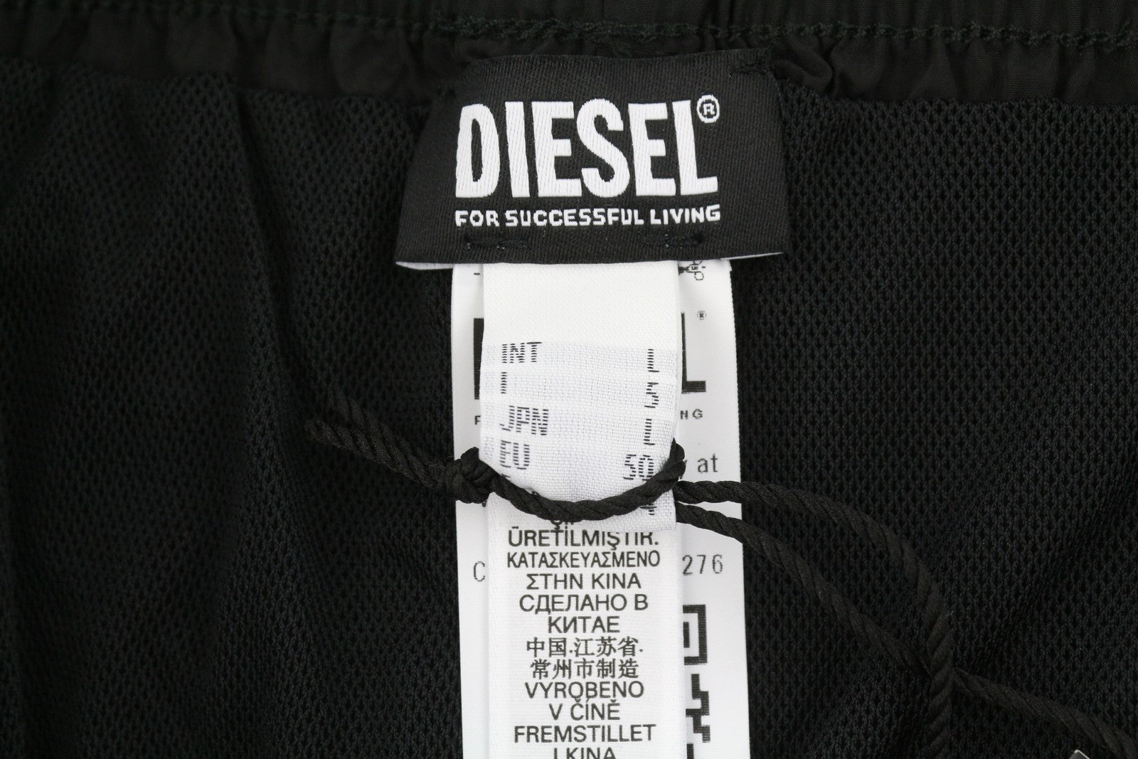 Diesel Bmbx-nico-patch Men Swimwearblack Elastic Drawstring Waist Beach