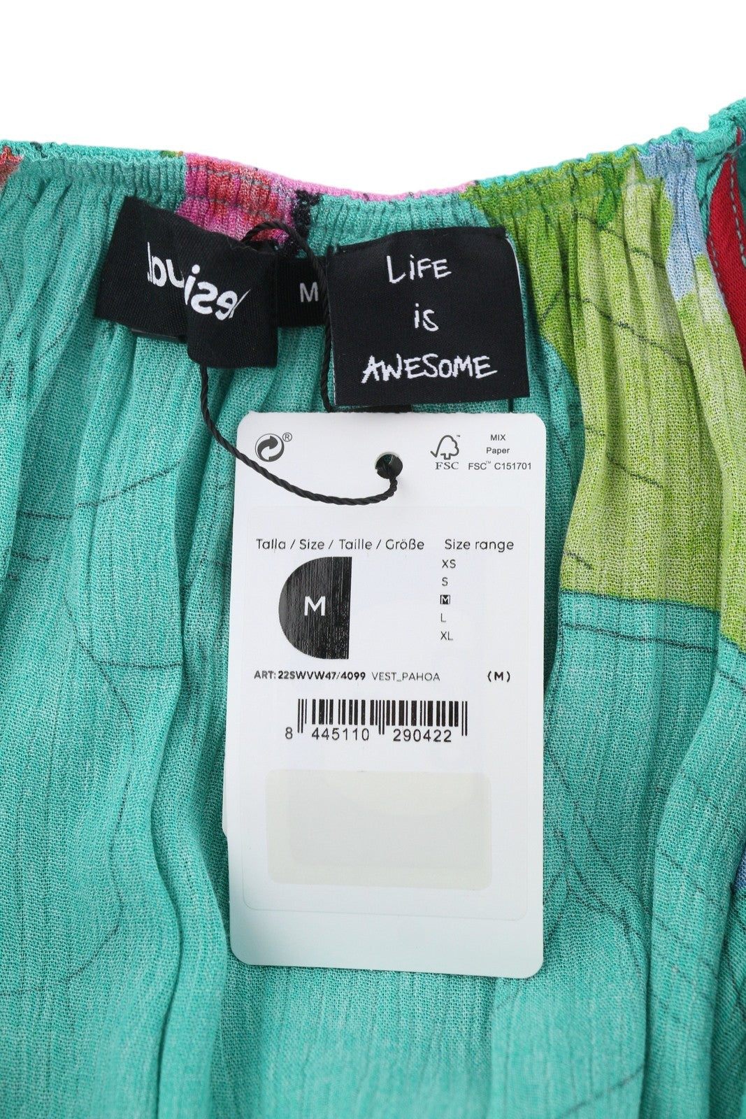 Desigual Vest Pahoa női ruha, virágmintás, fodros nyakkivágású, osztott Midi