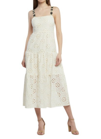 Desigual Vest Leah Kvinder Dressoff Hvid Glitter Pailletter Ærmeløs Midi