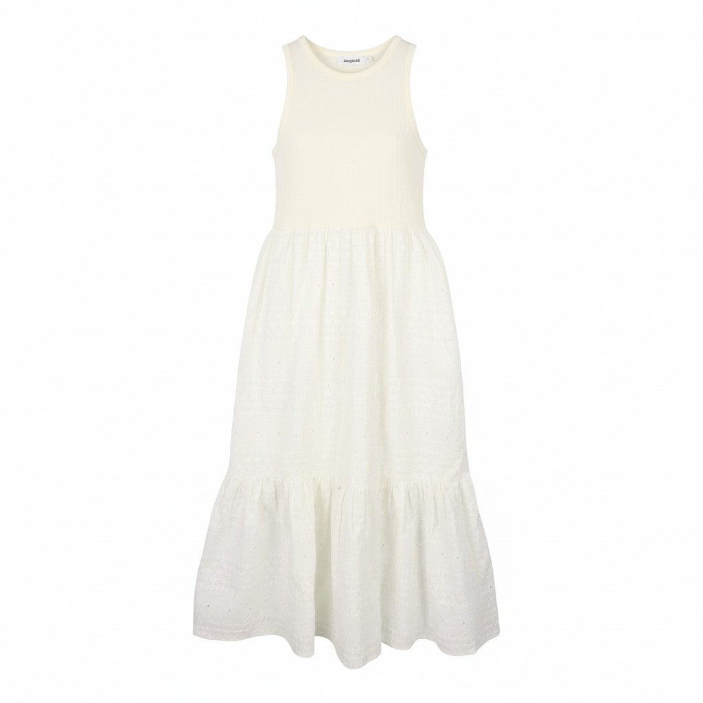 Desigual Vest Lourdes Dames Dressoff Wit Getextureerde Mouwloze Midi