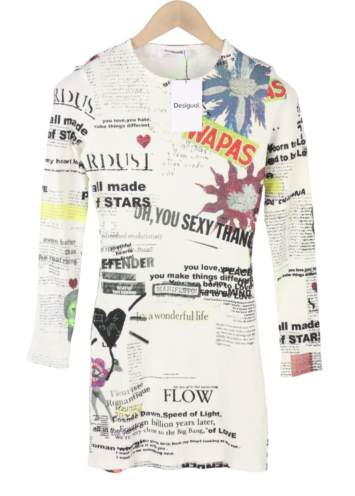 Desigual Weste Wapas Damen Kleid gemustert Crew Langarm Mini