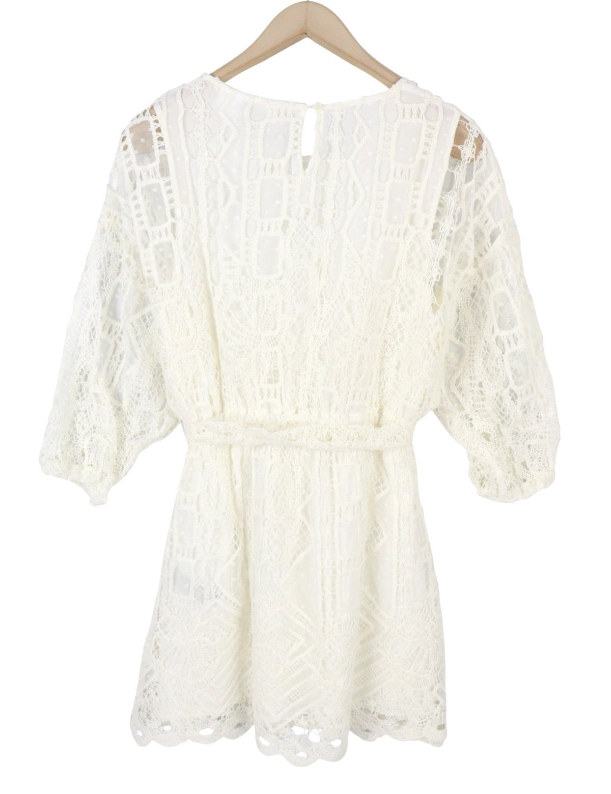 Дамска рокля Desigual Aster, бяла, с бродирани колани, 3/4 ръкави