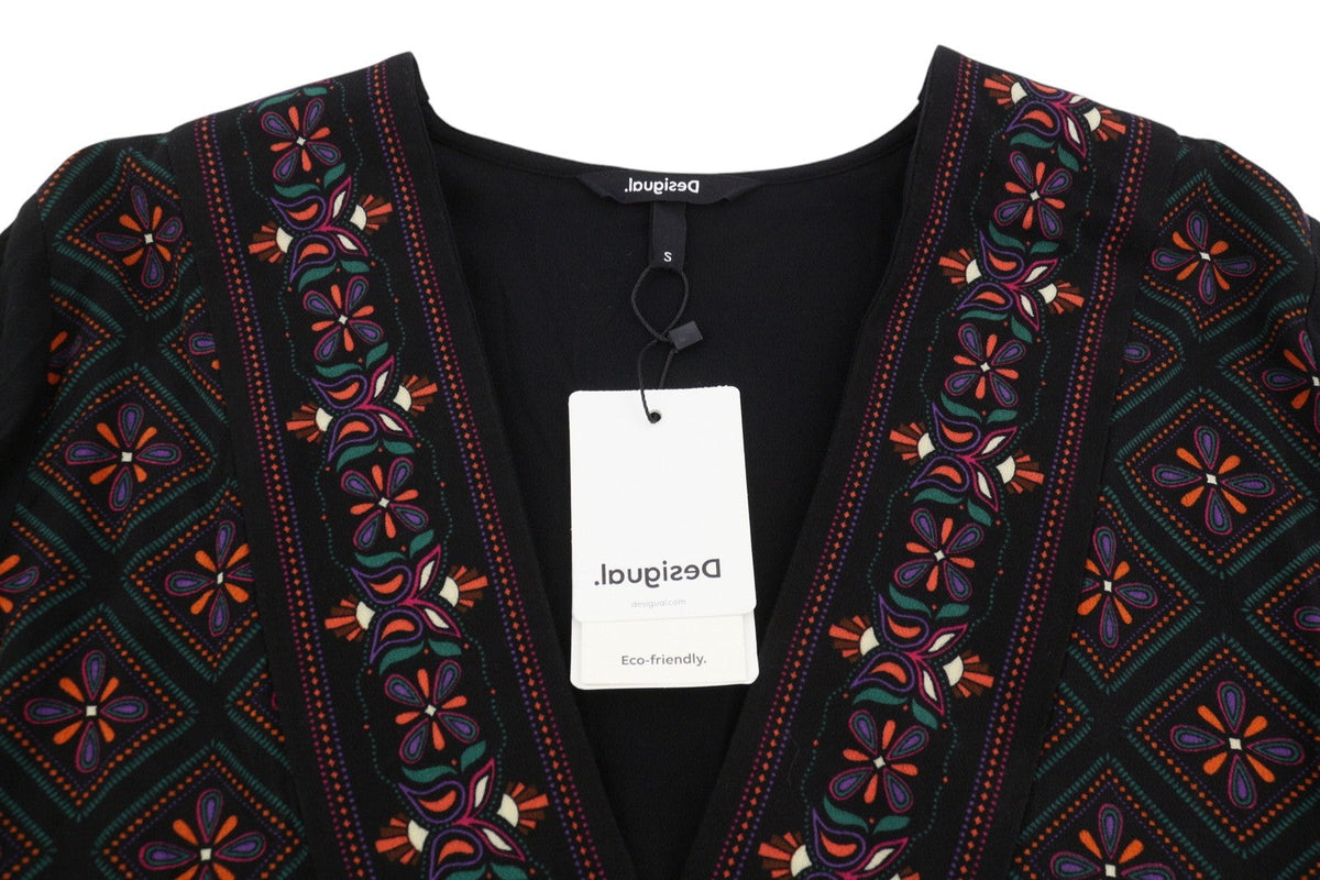 Desigual Chaleco Marian Mujer Vestidonegro Estampado Extragrande Mangas 3/4